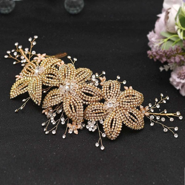 Flower Rhinestone Hair Accessories Bridal Wedding Hair Band - Fashionlinko