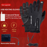 USB heating riding gloves winter outdoor heating gloves touch screen men and women windproof warm riding gloves Media 