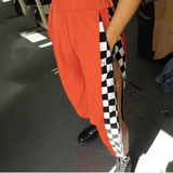 Pantalon Femme Side Checkerboard Zipper Sweatpants - Fashionlinko