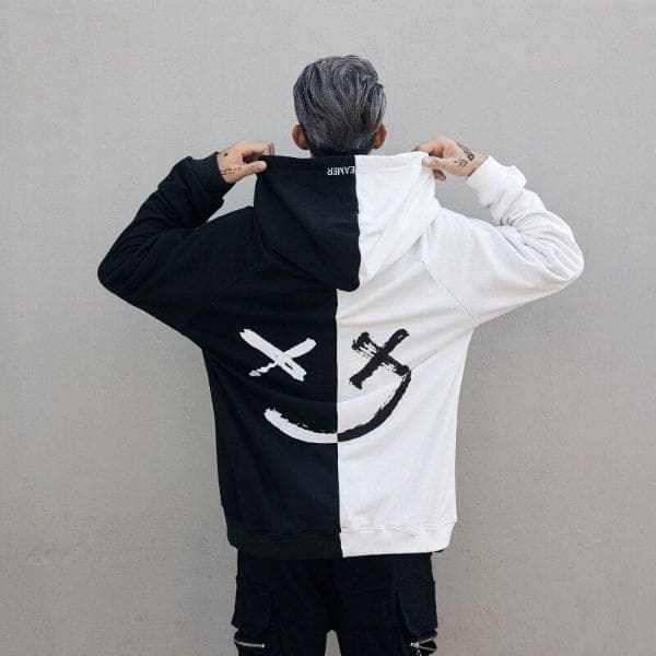 Suppliers Usa Men Hoodies Sweatshirts Smile Print Headwear Hoodie Hip Hop Streetwear Clothing Media 