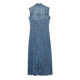 Female Sleeveless Denim Dress Media 