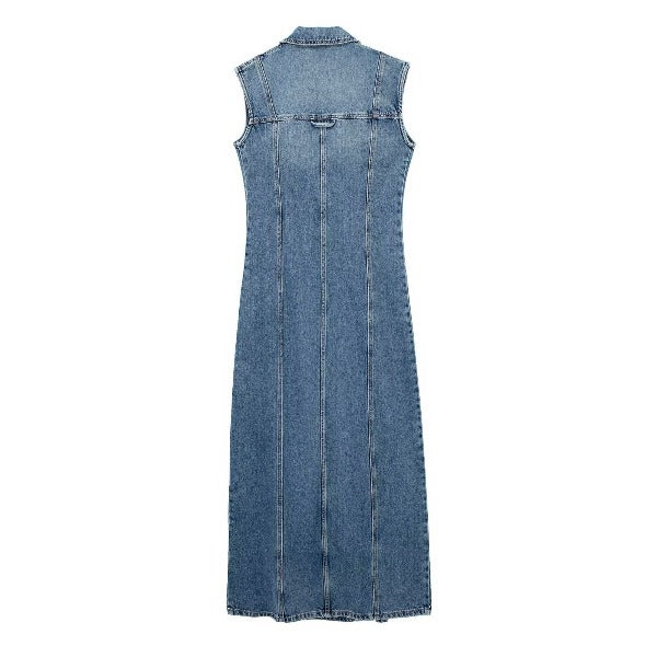 Female Sleeveless Denim Dress Media 