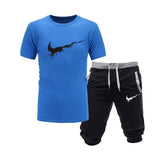Two Pieces Sets T Shirts+Shorts Suit Men Summer Tops Tees Fashion Tshirt High Quality Men Clothing 