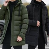 Medium Length Cotton Padded Jacket Men's Hooded Cotton Jacket Winter New Down Cotton Jacket Long Cotton Padded Jacket Winter Coat