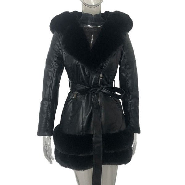  Fashion Women Leather Coats Jackets Ladies Jacket Black fashionlinko.com