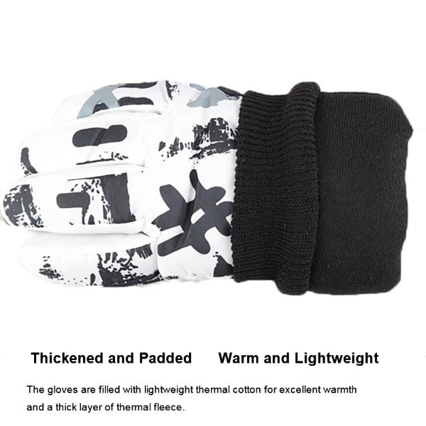 Winter Ski Gloves Warm Thermal Men Women Thickened Cotton Waterproof Non-Slip Warm Riding Outdoor Graffiti Snowboard Cycling 