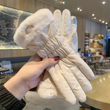 Cute Padded Gloves Little Bear Gloves Women Winter Fleece Thickened Warm Cycling Mountaineering S