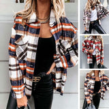 Autumn Long Plaid Jacket Women Coat Overshirt Winter Checkered Jacket Female Long Sleeve Shirt Jacket For Women