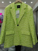 Women Blazer Leopard Printed Single Button Long Sleeve Ladies Suit Coat Fashion Loose Long Women's Suit Jacket