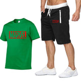 Cotton T Shirts+Shorts Men Sets Brand Clothing Two Pieces Tracksuit