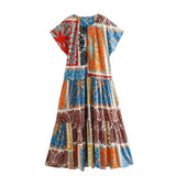 Fashion Woman Chic Multi-Color Stitching Dress Media 