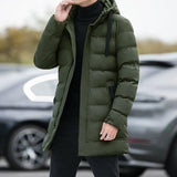 Medium Length Cotton Padded Jacket Men's Hooded Cotton Jacket Winter