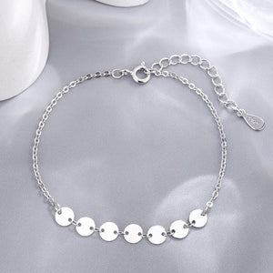 Ins Style Minority Temperament Jewelry S925 Sterling Silver Wafer Bracelet Korean Simple Round Brand Personalized Hand Jewelry Women's Jewelry