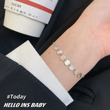 Ins Style Minority Temperament Jewelry S925 Sterling Silver Wafer Bracelet Korean Simple Round Brand Personalized Hand Jewelry Women's Jewelry