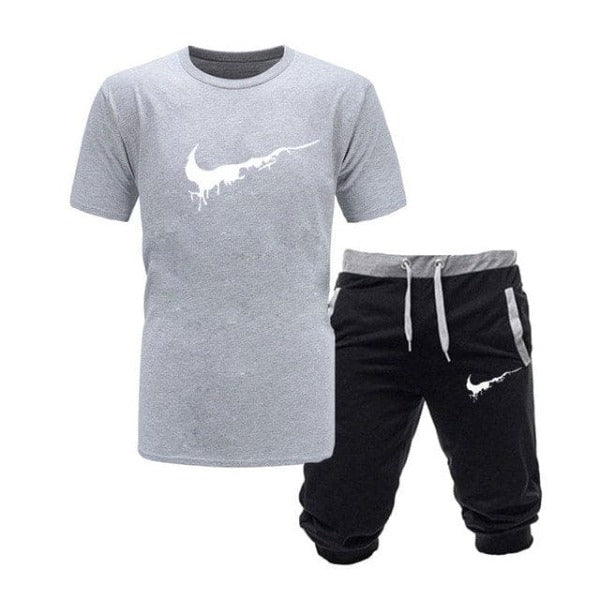 Two Pieces Sets T Shirts+Shorts Suit Men Summer Tops Tees Fashion Tshirt High Quality Men Clothing