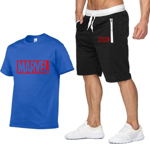 Cotton T Shirts+Shorts Men Sets Brand Clothing Two Pieces Tracksuit