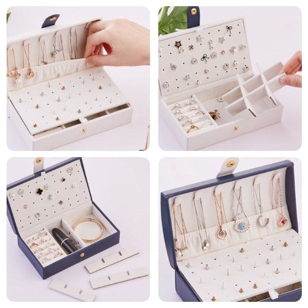 Portable PU Earrings Jewelry Box Earrings Necklace Ring Jewelry Storage Box Earrings Jewelry Box Storage Box