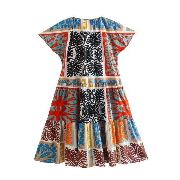 Fashion Woman Chic Multi-Color Stitching Dress Media 