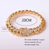 Bubble Letter Miami Cuban Link Bracelet for Men Real Gold Plated Hip Hop Jewelry - Fashionlinko