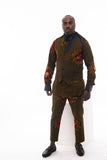 African Fashion Ankara Print Shirt, Trouser & Waistcoat Set