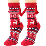 Christmas Supplies Magnetic Suction Hand In Hand Couple Socks Coral Fleece Tube Socks Warm Slipper Bed Socks Winter Soft Warm Slipper - Fashionlinko