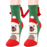 Christmas Supplies Magnetic Suction Hand In Hand Couple Socks Coral Fleece Tube Socks Warm Slipper Bed Socks Winter Soft Warm Slipper - Fashionlinko