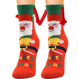 Christmas Supplies Magnetic Suction Hand In Hand Couple Socks Coral Fleece Tube Socks Warm Slipper Bed Socks Winter Soft Warm Slipper - Fashionlinko