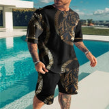 Men Tracksuit short Sleeve Tshirt Shorts 2 Pieces Set Outfits oversized Casual Trendy Sportswear Male Clothes fashionlinko.com