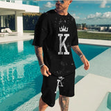 Men Tracksuit short Sleeve Tshirt Shorts 2 Pieces Set Outfits oversized Casual Trendy Sportswear Male Clothes fashionlinko.com