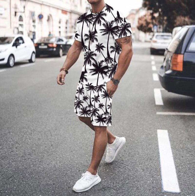 Men Tracksuit short Sleeve Tshirt Shorts 2 Pieces Set Outfits oversized Casual Trendy Sportswear Male Clothes fashionlinko.com