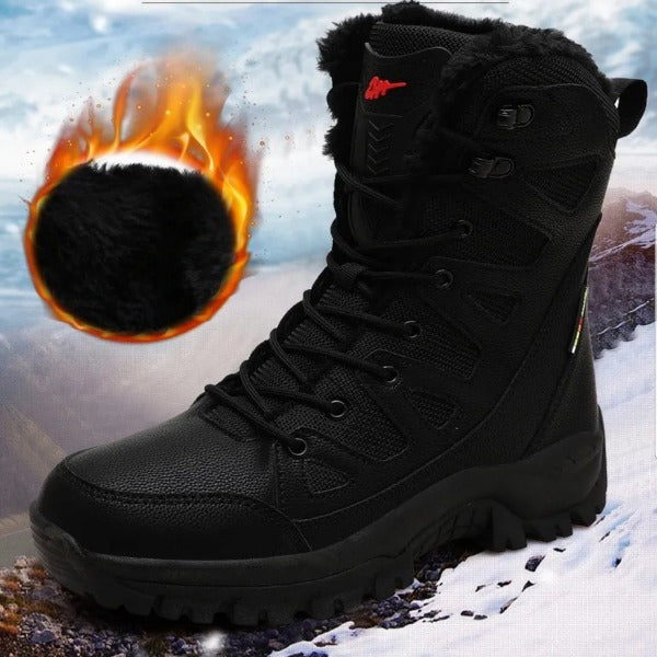 Plus Size 36,46 military boots leather Combat Boots For Men And Women Fur Plush Winter Snow Boots Outdoor Fashionlinko.com