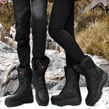 Plus Size 36,46 military boots leather Combat Boots For Men And Women Fur Plush Winter Snow Boots Outdoor Fashionlinko.com