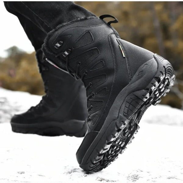 Plus Size 36,46 military boots leather Combat Boots For Men And Women Fur Plush Winter Snow Boots Outdoor Fashionlinko.com