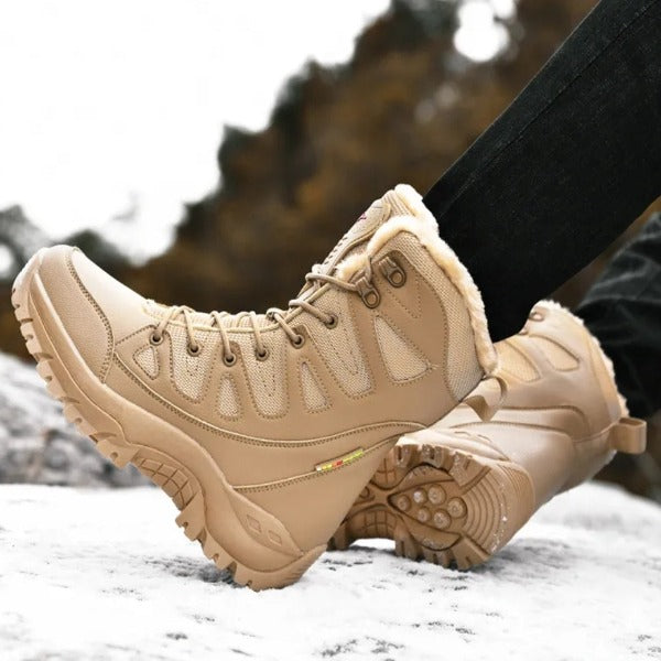 Plus Size 36,46 military boots leather Combat Boots For Men And Women Fur Plush Winter Snow Boots Outdoor Fashionlinko.com