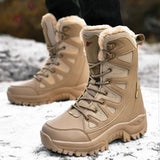 Plus Size 36,46 military boots leather Combat Boots For Men And Women Fur Plush Winter Snow Boots Outdoor Fashionlinko.com