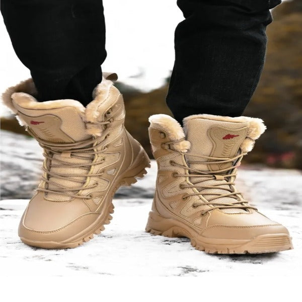 Plus Size 36,46 military boots leather Combat Boots For Men And Women Fur Plush Winter Snow Boots Outdoor Fashionlinko.com