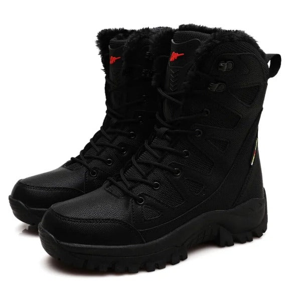 Plus Size 36,46 military boots leather Combat Boots For Men And Women Fur Plush Winter Snow Boots Outdoor Fashionlinko.com