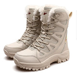 Plus Size 36,46 military boots leather Combat Boots For Men And Women Fur Plush Winter Snow Boots Outdoor Fashionlinko.com