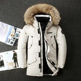 Men Winter Duck Down Coats Hooded Fur Collar Long Down Jacket High Quality Male Outdoor Windproof Warm Casual winter jackets fashionlinko.com