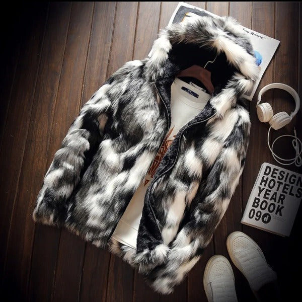 Men's Simulation Fur Exquisite corean Style Jacket Fashion Casual simulation Fox Leather thick warm coat all matches Street Style fashionlinko.com