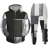 Camo Color Block Patchwork Print Mens Zipper Tracksuit Set Casual fashionlinko.com