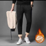 Men's Set Tracksuit men Lamb Cashmere Winter Wool Hooded Sweatshirt Tick Warm Male Suit 2pcs Set fashionlinko.com