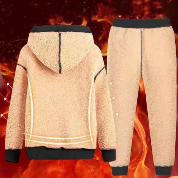 Men's Set Tracksuit men Lamb Cashmere Winter Wool Hooded Sweatshirt Tick Warm Male Suit 2pcs Set fashionlinko.com