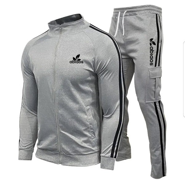 Fashion Men's Brand Men's Suit Autumn New Zipper Cardigan Jacket +Sweatpants Stripe Running Fitness Basketball jogging 2pcs Set fashionlinko.com