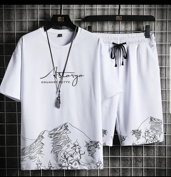 Men's tshirt + Shorts Set Summer Breathable Casual fashionlinko.com