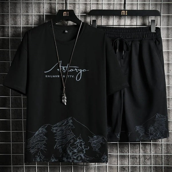 Men's tshirt + Shorts Set Summer Breathable Casual fashionlinko.com