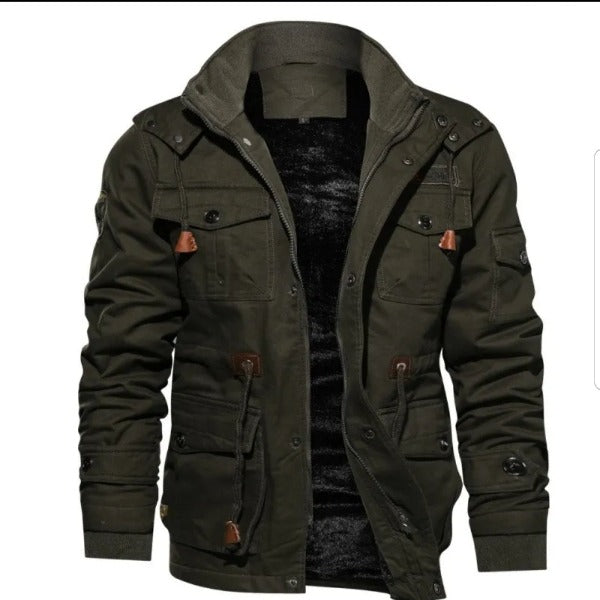 Winter Jacket men's Hooded Plush Thickened Coat autumn Large Tactical Cotton - Fashionlinko.com