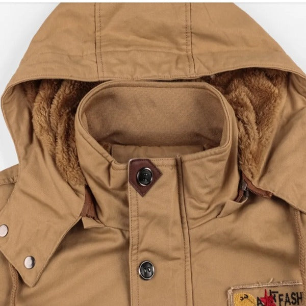 Winter Jacket men's Hooded Plush Thickened Coat autumn Large Tactical Cotton - Fashionlinko.com