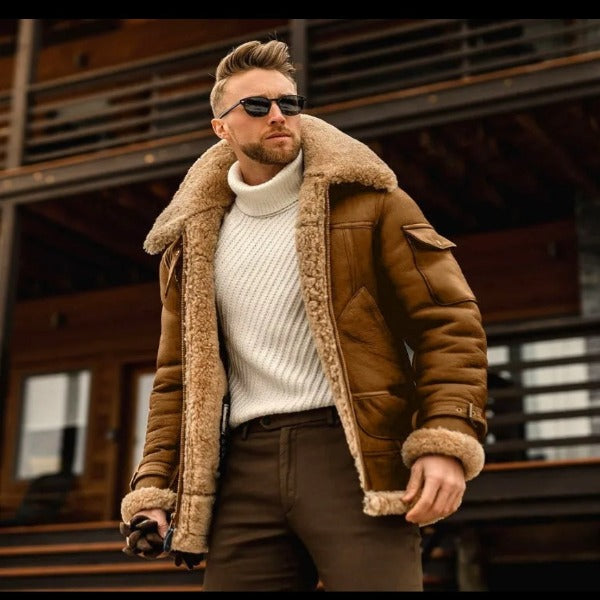  Fashion men's Fleece jacket Turn Down Fur Collar thick coat Thicken Warm Leather outwear Male Winter Streetwear Windbreaker fashionlinko.com