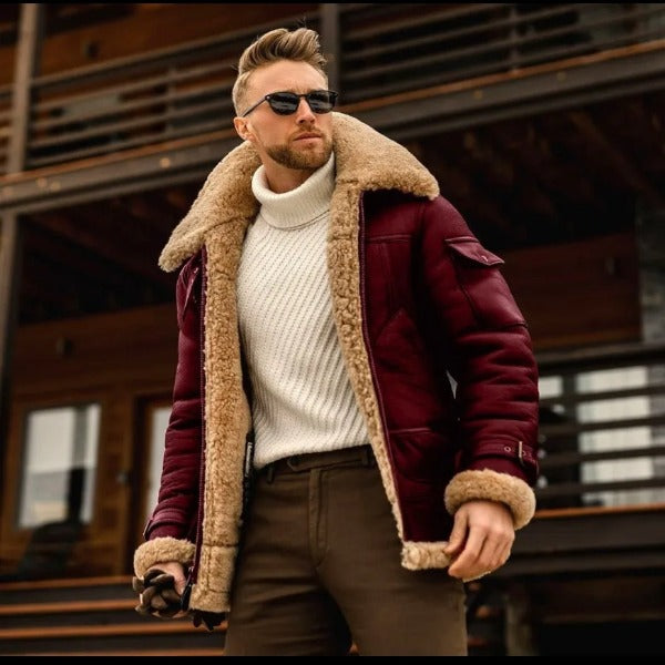  Fashion men's Fleece jacket Turn Down Fur Collar thick coat Thicken Warm Leather outwear Male Winter Streetwear Windbreaker fashionlinko.com